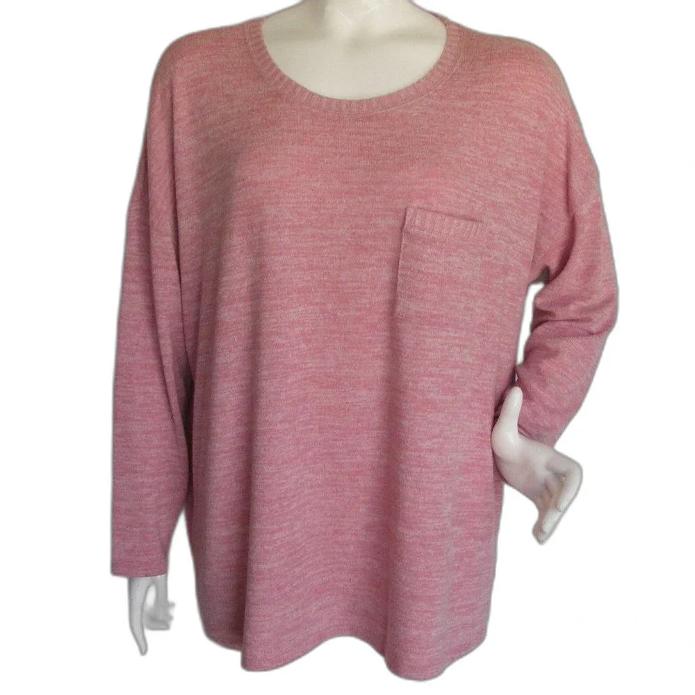 TORRID Sweater, 2/2X, Pink Space Dye, Pullover, Long sleeves, Pocket, Rayon